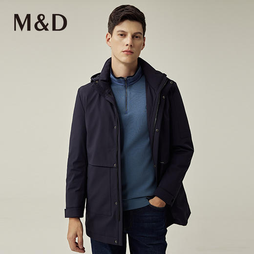 M＆D名盾商务男士2022秋冬新品中长款连帽白鸭绒保暖羽绒服男 商品图3