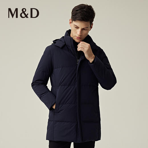 M&D/名盾冬新品中长款连帽加厚防水耐磨轻便白鸭绒羽绒服外套 商品图3