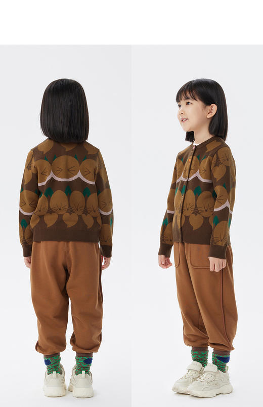 JNBY  22年冬款 长袖猫咪图案短款开襟毛衫  1M0310120 商品图7