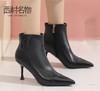 西村名物气质法式小短靴及踝靴尖头细跟2022初冬软羊皮女靴44921 商品缩略图3