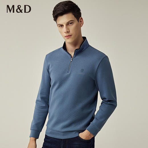 M&D名盾商务男士秋冬新品拉链长袖立领内搭保暖休闲polo上衣 商品图2