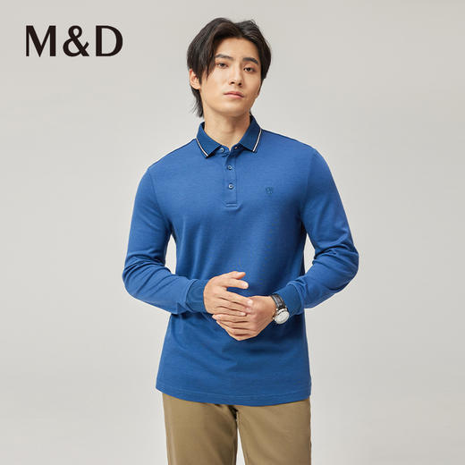 【菁英同款】名盾长袖polo衫男春秋天丝羊毛混纺内搭翻领T恤11497 商品图1