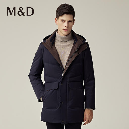 M＆D名盾商务男士2022秋冬新品长款加厚连帽白鸭绒保暖羽绒服 商品图0