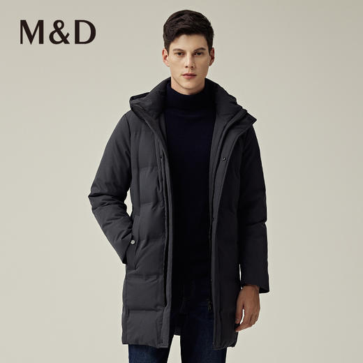 【菁英同款】名盾男士秋冬中长款连帽加厚保暖白鸭绒羽绒服25484 商品图0
