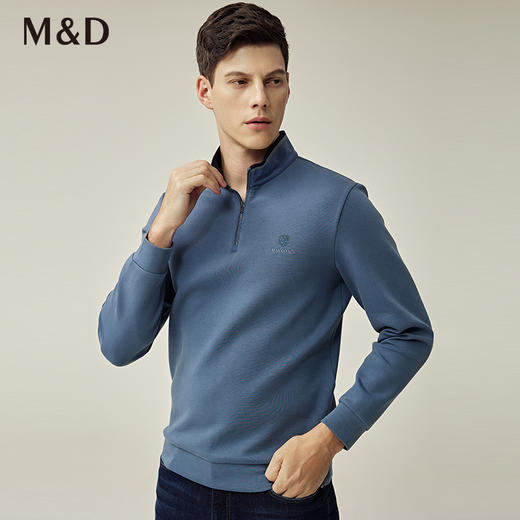 M&D名盾商务男士秋冬新品拉链长袖立领内搭保暖休闲polo上衣 商品图1