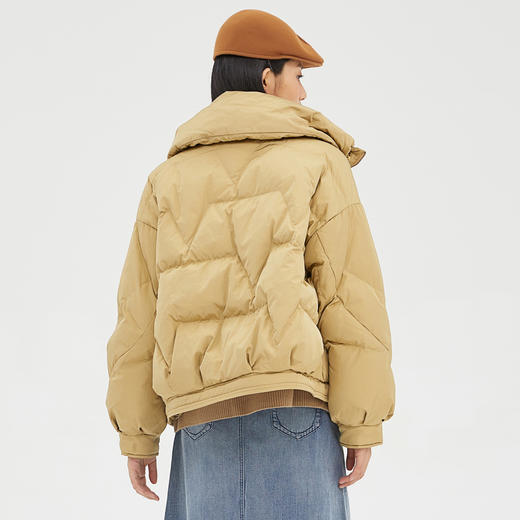 谜底2022冬新品复古时尚简约帅气立领合体短款羽绒服女229MY6187 商品图3