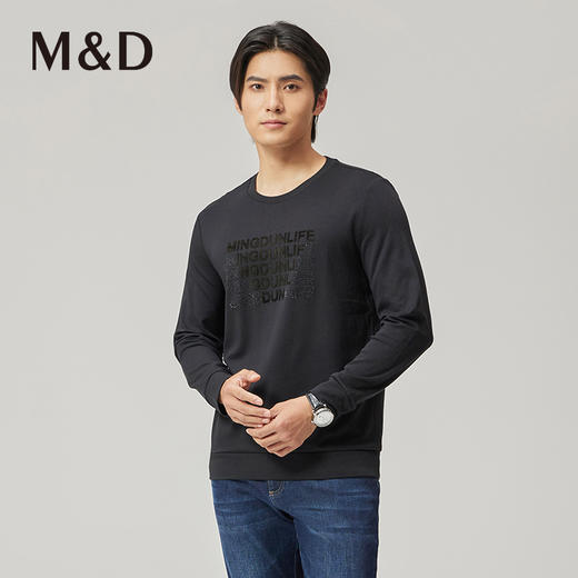 MD名盾商务男装春季新款休闲长袖卫衣T恤圆领纯色 商品图0