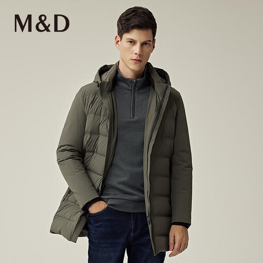 MD名盾商务男装秋冬新品中长款连帽加厚轻便白鸭绒羽绒服外套 商品图1
