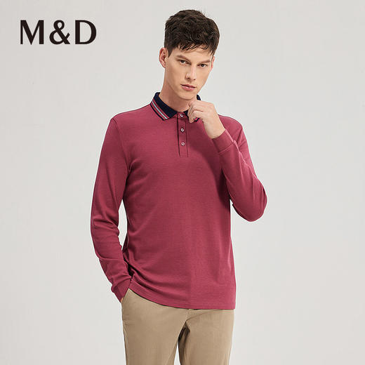 MD名盾男士秋季新品长袖T恤商务休闲新疆长绒棉羊毛混纺polo衫 商品图0