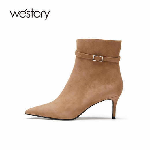westory22年冬季新款尖头时装套筒百搭短靴22年秋季新款瘦瘦靴81891 商品图2