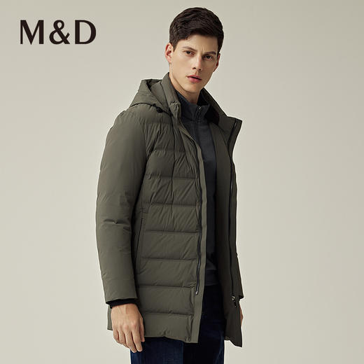 MD名盾商务男装秋冬新品中长款连帽加厚轻便白鸭绒羽绒服外套 商品图2