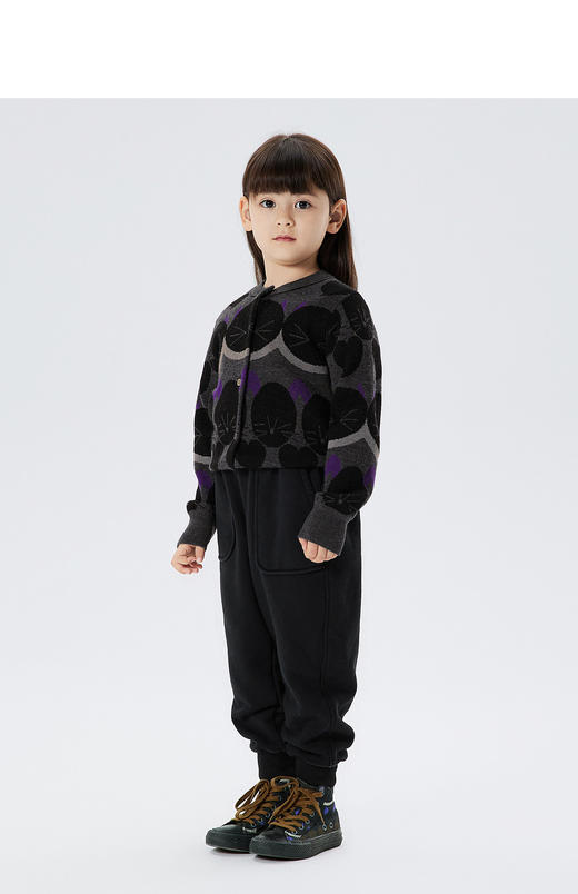 JNBY  22年冬款 长袖猫咪图案短款开襟毛衫  1M0310120 商品图4