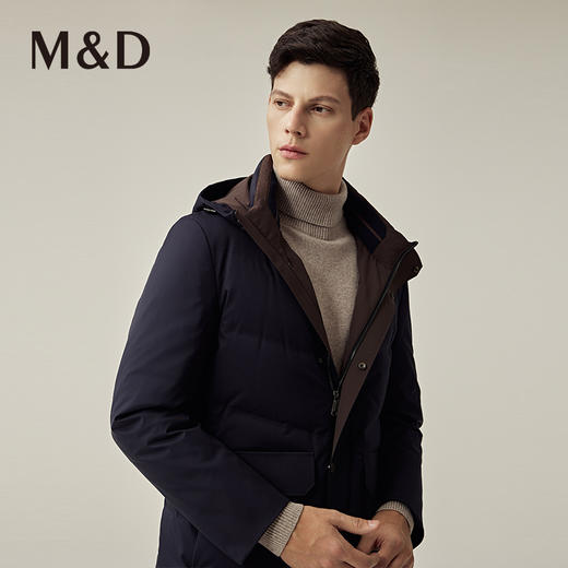 M＆D名盾商务男士2022秋冬新品长款加厚连帽白鸭绒保暖羽绒服 商品图2