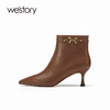 westory秋冬新款尖头时尚短靴宴会细跟81991 商品缩略图3