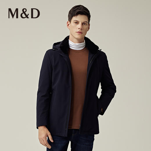 M&D名盾秋冬商务男士保暖可拆卸兔毛内胆防水防风尼克服外套男 商品图0