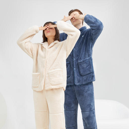 Supield素湃气凝胶强化防寒家居服室内保暖加绒居家睡衣套装男女 商品图7