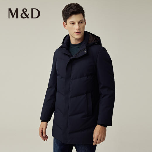 M&D/名盾商务男装22秋冬新品中长款连帽加厚轻便白鸭绒羽绒服外套 商品图3