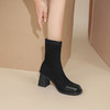 westory22年秋冬新款弹力靴套筒圆头袜靴粗跟瘦瘦靴短靴女82321 商品缩略图1