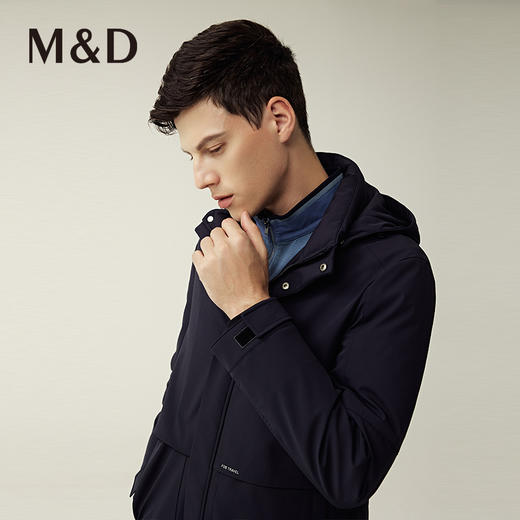 M＆D名盾商务男士2022秋冬新品中长款连帽白鸭绒保暖羽绒服男 商品图2