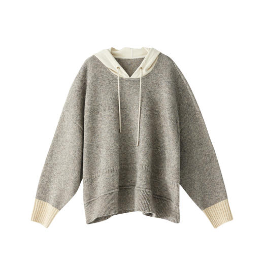 谜底2022冬季新品Oversize宽松落肩连帽套头针织衫女229MZ6203 商品图4