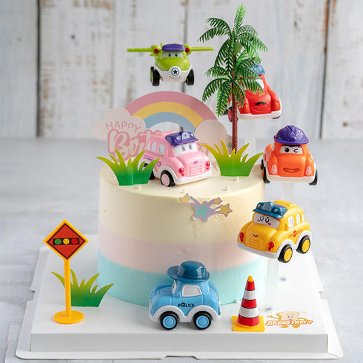 情景蛋糕 回力小汽车情景蛋糕  牛奶奶油情景蛋糕 生日蛋糕 大理同城送 商品图0