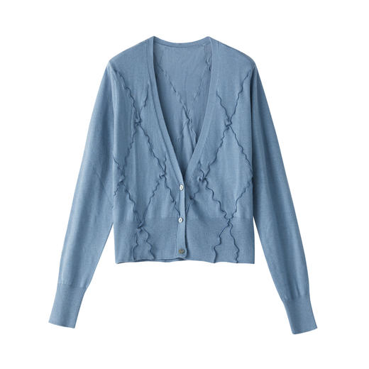 谜底2022冬季新品短款针织开衫女复古合体艺术卷边外套229MZ6201 商品图4