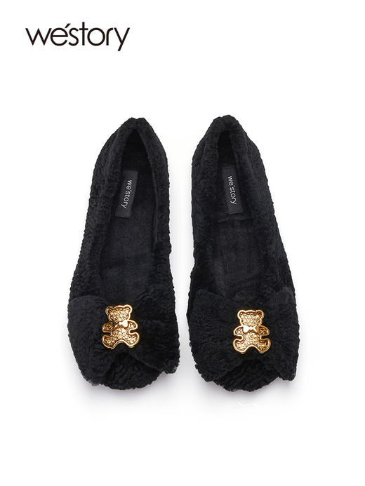westory22年秋冬新款平底浅口平底单鞋毛毛鞋加绒保暖鞋子女72911 商品图3