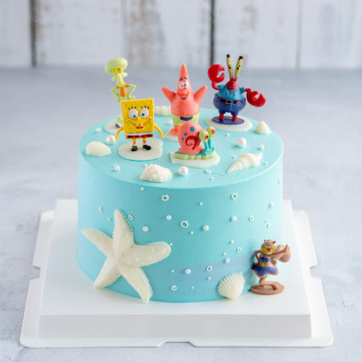 情景蛋糕 海绵宝宝情景蛋糕 牛奶奶油情景蛋糕 生日蛋糕 大理同城送 商品图0