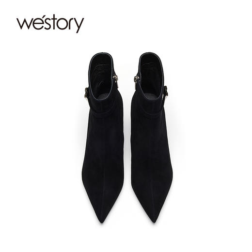 westory22年冬季新款尖头时装套筒百搭短靴22年秋季新款瘦瘦靴81891 商品图3