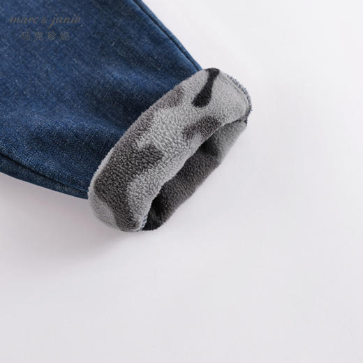 马克珍妮冬装新款 男童宽松加绒牛仔直筒裤 儿童裤子221779 商品图4