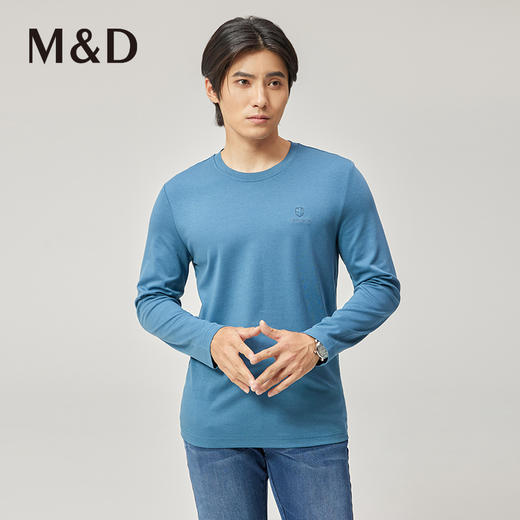 M＆D/名盾男士长袖秋季新款潮流修身圆领纯棉百搭T恤 商品图2