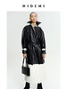 HIDEMI 黑白拼接极简之感长款环保皮风衣皮衣 商品缩略图11