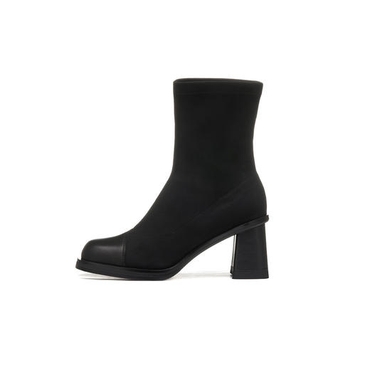 westory22年秋冬新款弹力靴套筒圆头袜靴粗跟瘦瘦靴短靴女82321 商品图3