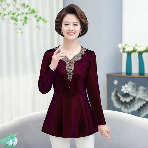 AA ZL金丝绒打底衫显瘦遮肚上衣 商品图6