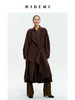HIDEMI 深咖色格纹长款围巾式大衣 商品缩略图0