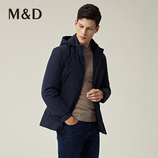 名盾商务男士秋冬新品防风保暖连帽白鸭绒修身羽绒服男 商品图1