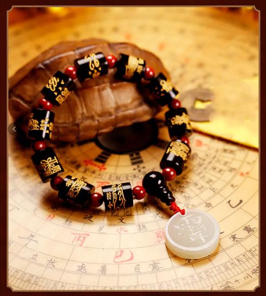 五行墨玉手串，和田墨玉，精工雕刻 商品图2