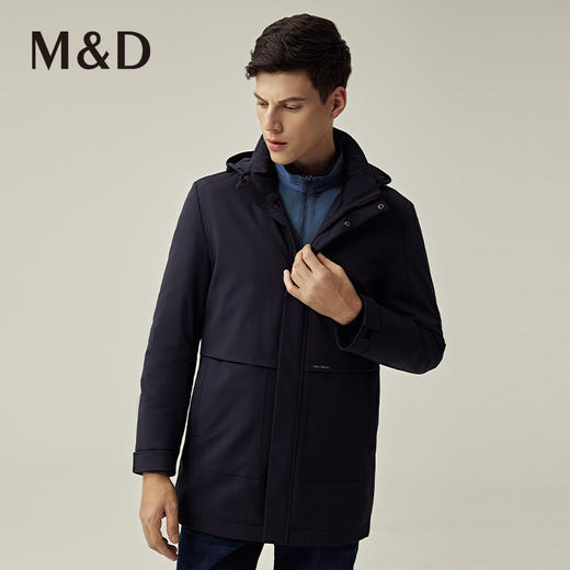 M＆D名盾商务男士2022秋冬新品中长款连帽白鸭绒保暖羽绒服男 商品图1