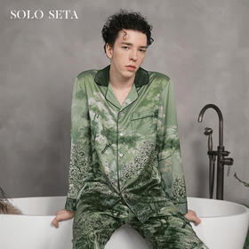 Solo seta22姆米男士真丝睡衣套装长袖桑蚕丝家居服丝绸可外穿秋冬