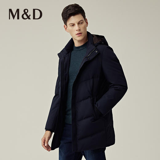 M&D/名盾商务男装22秋冬新品中长款连帽加厚轻便白鸭绒羽绒服外套 商品图1