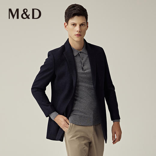 【菁英同款】名盾针织羊毛男大衣秋冬西装领中长款羊毛外套83453 商品图2