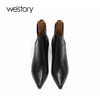 westory22年秋冬新款尖头短靴复古休闲大气质感粗跟靴82201 商品缩略图3