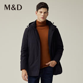 M&D/名盾秋冬新品白鸭绒外套男轻盈保暖耐磨面料连帽羽绒服男