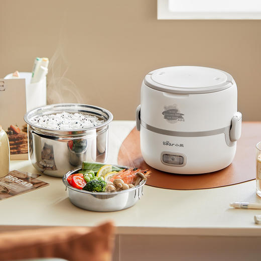 小熊 电热饭盒 插电可加热不锈钢内胆 白色1.2L DFH-B14S3 商品图0