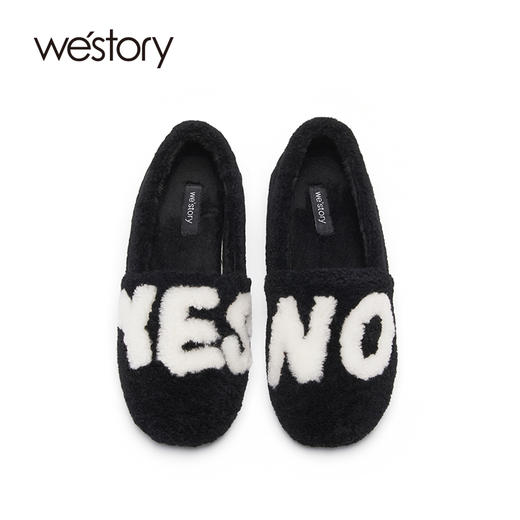 westory绒里平底毛毛鞋鞋22 秋冬新款外穿一脚蹬通勤百搭女72871 商品图3