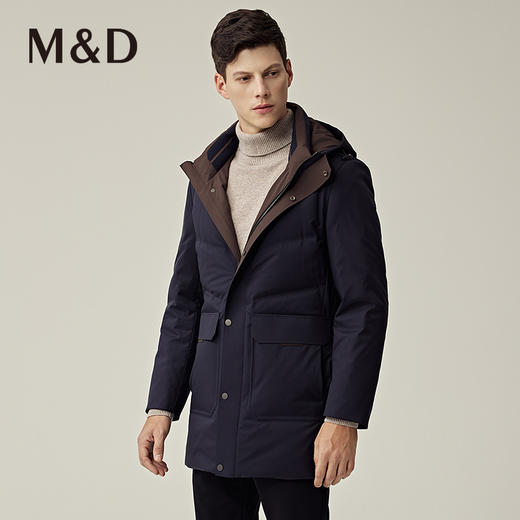 M＆D名盾商务男士2022秋冬新品长款加厚连帽白鸭绒保暖羽绒服 商品图1