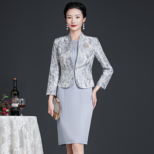 ZY-T0679秋装新款时尚优雅圆领烫钻连衣裙大码减龄日常裙子 商品图0