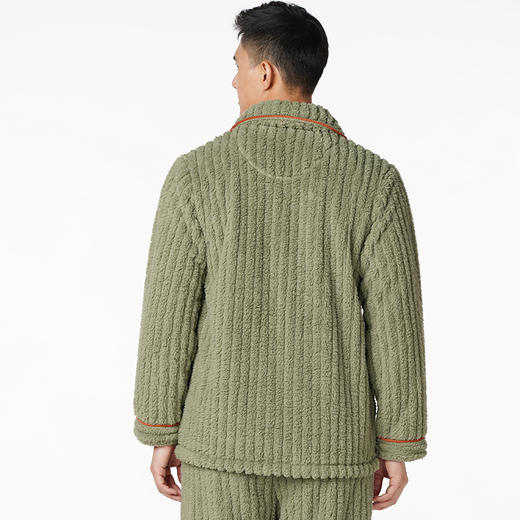 都市丽人都市锋尚生活家居男士长毛绒套装北极绒抽条厚家居服长袖睡衣FH21H6 商品图2