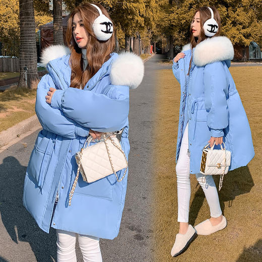 FF-206韩版胖妞mm冬季新款加肥加大码女装狐狸毛领中长款羽绒服206 商品图2