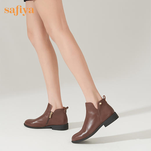 【春节不打烊】Safiya/索菲娅 2022冬季新款瘦瘦小跟软面平底尖头踝短靴 SF24116545 商品图0